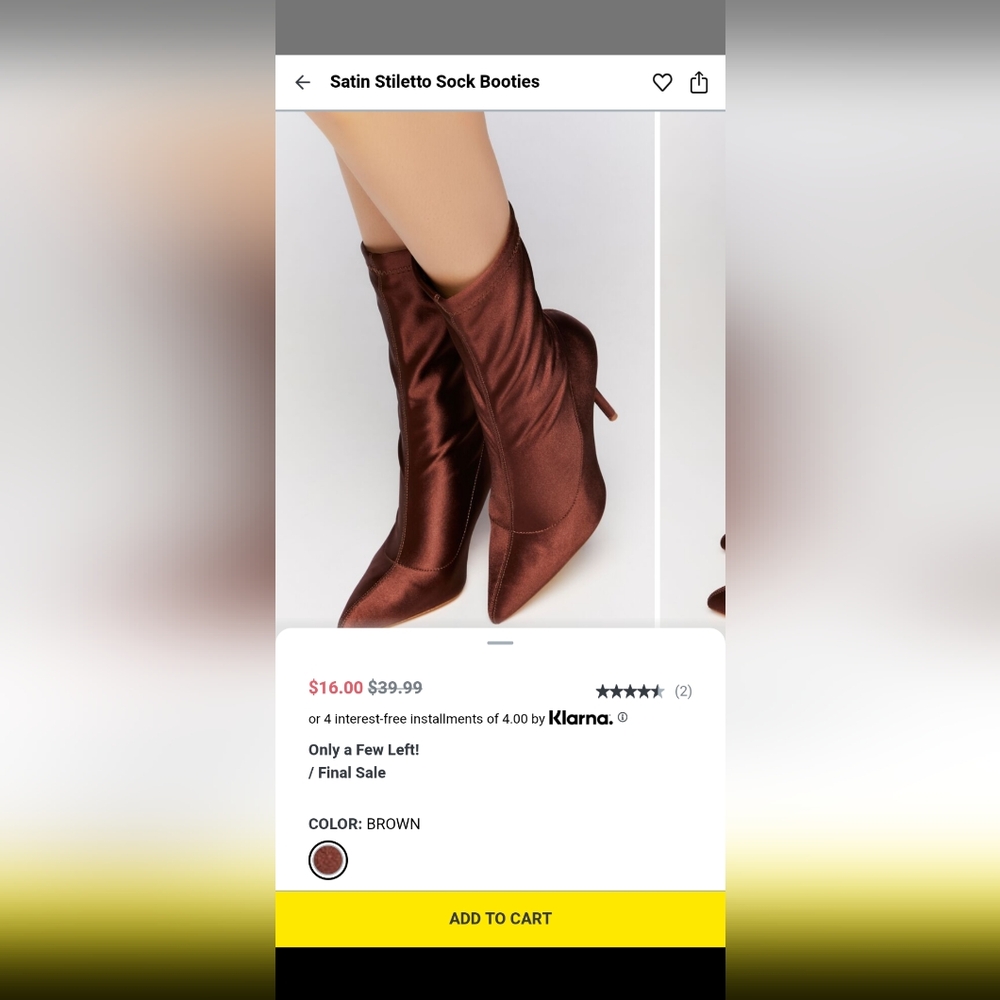 Brown Satin Stiletto Sock Boots